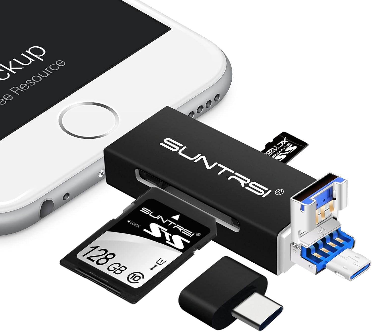 TF/SD-Kartenleser für iPhone/OTG Android/Computer, suntrsi Micro-SD-Kartenleser mit Beleuchtung ...